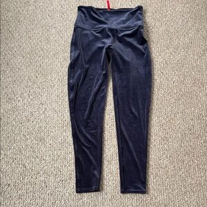 SPANX Navy High-Waist Velvet Leggings